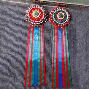 Rosette décorative simple face style Marseille, en ruban de dentelle, pour récompenses, bouton de rosette personnalisé, 100% Polyester - Product Image 1