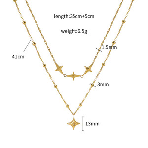 สร้อยคอแบบเลเยอร์รูปดาวเหนือ |   จี้ดาวประดับดาวเคราะห์เคลือบทอง 18K PVD บนสแตนเลสสตีล |   กันน้ำ ป้องกันการแพ้ และทนทาน - Product Image 4