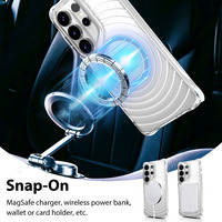 Coque de téléphone magnétique transparente anti-jaunissement à texture ondulée avec coussin d'air antichoc aux 4 coins pour Samsung Galaxy S26 S25 S24 Ultra