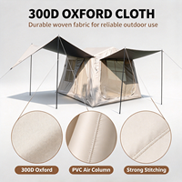 Support de colonne en PVC robuste, auvent double aile en Oxford 300D noir enduit, installation rapide, tente gonflable de luxe pour glamping