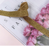 Bande élastique jacquard brillante dorée et argentée, 1-5 cm, pour sous-vêtements, pantalons et accessoires