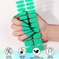 Autocollants d'ongles en gel semi-durcis OEM personnalisés non toxiques, 22 embouts, sans UV, couleur unie, brillants, pour la vente en gros