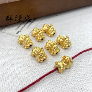Abalorio de la suerte Pixiu Qunlvsheng para bebé, cuentas dispersas de plata chapada en oro para pulseras y accesorios DIY - Product Image 2