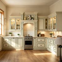 Set Kabinet Pulau Dapur Desain Modular Meja Kerja Kuarsa Inti Particleboard Perakitan Mudah Garansi Panjang