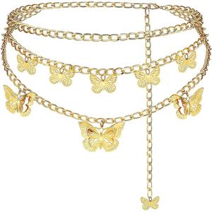 Chaîne de taille élégante en métal ajouré style européen et américain avec pendentif papillon pour femme, chaîne de corps multicouche tendance en alliage de zinc - Product Image 3