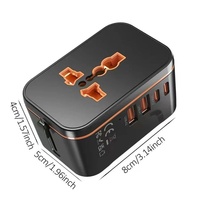 Pengisi Daya Dinding AC Universal 5 Port untuk Pengisian Daya di Seluruh Dunia, Adaptor Steker Listrik Internasional All-in-One untuk Perjalanan