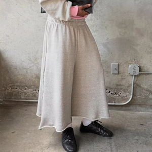 Custom Manufacturer Baggy Raw Cut Lounge Vintage Washed <b>3</b>/<b>4</b> Sweats Long Wide Leg Crop Jogger for Men - Product Image 2