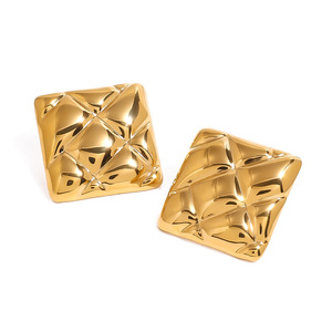 Pendientes Geométricos Cuadrados de Acero Inoxidable Chapados en Oro de 18k, Joyería para Fiestas, Accesorios de Moda - Product Image 1