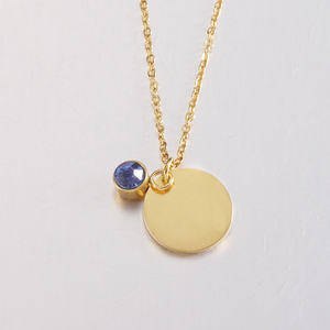 Original <span class=keywords><strong>personalidad</strong></span> espejo pulido Acero inoxidable múltiples colores piedra natal 12 Zodiaco forma redonda colgante collares - Product Image 6