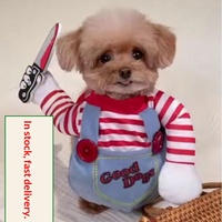 Costume d'Halloween d'hiver pour chien et chat de petite et moyenne taille, vêtements pour animaux de compagnie, accessoires en tissu rayé hip-hop