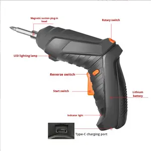 Tournevis électrique multifonctionnel rechargeable Perceuse à percussion manuelle Perceuse à pistolet Perceuse industrielle 3000 RPM 10Nm <span class=keywords><strong>Max</strong></span> - Product Image 4