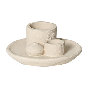 Porte-bougie artisanal en cire de coco de style nordique pour Noël et le Nouvel An, avec pot en porcelaine et plateau à encens en sauge, ornement - Product Image 5