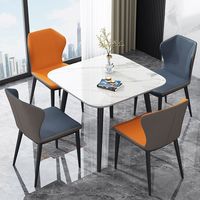 Mesa de Comedor Ajustable de Estilo Italiano, de Pizarra Cuadrada, Brillante, para Negocios, Recepciones, Negociaciones, Estilo Influencer, para el Hogar