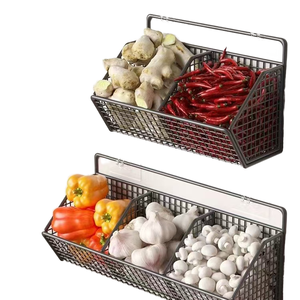 Estante de Almacenamiento de Acero Inoxidable para Montar en la Pared, para Cocina, Garaje y Armario, Organizador Resistente para Especias, Cebolla y Jengibre - Product Image 1