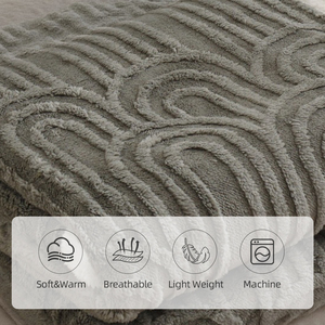 Poland Stock Dark <b>Grey</b> Wave <b>Throw</b> Blanket 150x200cm Scalloped Arch Plush Fleece Sofa Bed <b>Throw</b> with White Border EU fast ship - Product Image 5