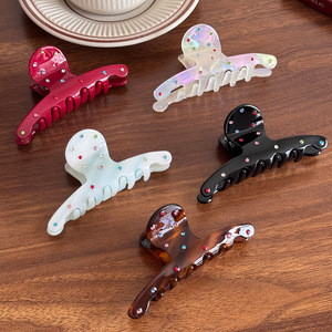 Pince à cheveux coréenne Qian Jin pour <span class=keywords><strong>femme</strong></span>, avec strass colorés en acétate, idéale pour le quotidien et les soirées - Product Image 1