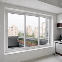 Fenêtre coulissante horizontale en aluminium à rupture de pont thermique, double vitrage, insonorisée, coupe-vent, personnalisable, moderne, pour balcon résidentiel
