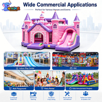 Château gonflable rose Princesse avec toboggan, château gonflable pour enfants, château gonflable commercial pour location de fête