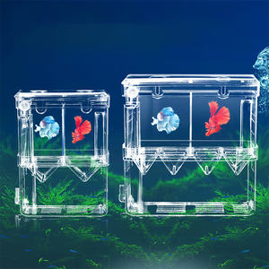 Caja de plástico transparente para acuario, recipiente de cría de peces acrílico, <span class=keywords><strong>doble</strong></span> Guppies, incubadora de incubar, aislamiento para el hogar - Product Image 1