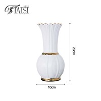 V374 petit vase de luxe en céramique de porcelaine nordique or blanc design de style moderne vase de table ou de sol pour mariage décor de Pâques