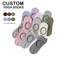 Chaussettes de yoga antidérapantes pour femmes avec logo personnalisé, chaussettes de pilates en coton à dos ouvert avec grip