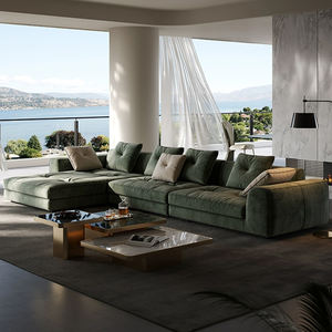 इतालवी डिजाइनर कपास और लिनन कोने सोफे बड़े फ्लैट मनोरंजन स्थल और घर के लिए लक्जरी न्यूनतम शैली - Product Image 3