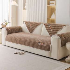 Universale gufi ricamo flanella antiscivolo ispessito copridivano soggiorno caldo flanella divano cuscino bracciolo asciugamano posteriore - Product Image 4