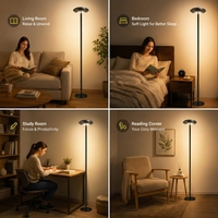 Lámpara de Pie Arquitectónica RGB con Triple Zona de Luz, Luz RGB en la Parte Media, Luz CCT en la Parte Inferior, Control Inteligente por Aplicación BT para Interiores Modernos