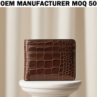 Hersteller OEM Hochwertige Echtleder-Geldbörse mit Krokodilmuster Vintage Kurze Münzbörse Herren-Bifold-Geldbörse