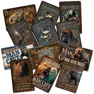Man Cave Rules Live Hunt Nouveau Design Plaque Métallique Hero Tin Poster Open Signs for Room Garage - Product Image 1