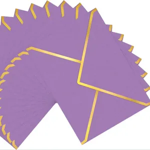 Подарок на заказ, поздравительные открытки, фиолетовая бумажная упаковка, фольгированные конверты, почтовые конверты с золотой фольгой, V-образным клапаном