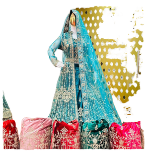 Costume deux pièces décontracté pour homme, longueur régulière, polyester, imprimé numérique, style ethnique indien pakistanais, imprimé rayé, Lehenga - Product Image 4