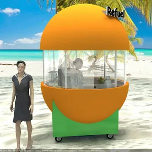 Orange shape stand in outdoor | creative street food counter | custom attractive outdoor kiosk