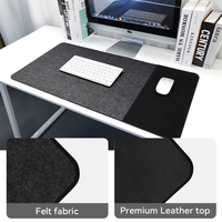 Tapis de bureau réversible en feutre et cuir, tapis de souris surdimensionné double face avec zones de séparation textiles, idéal pour cadeau d'entreprise
