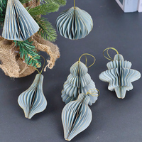 Lanternes de Noël en papier nid d'abeille personnalisées de luxe, décorations suspendues de Noël 3D avec bordure scintillante, pliables, aimants, décorations de fête