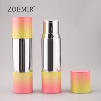 Tube vide double embout pour stick blush et contour avec applicateur, emballage stick correcteur crémeux double tête dégradé argenté