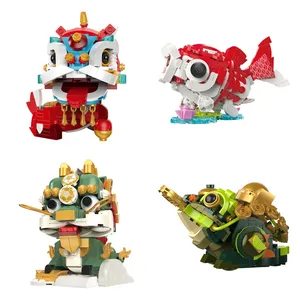 JK5130-5135 buon auspicio danza del leone Kirin koi cinese zodiaco animale decorazione creativa blocchi di plastica giocattolo regalo per bambini