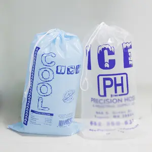 Einweg-Kordel zug Custom Ice Bag Kunststoff-Eis beutel mit benutzer definiertem Logo gedruckt