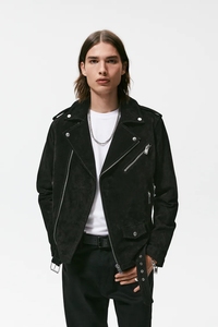 Men's High Quality Multi Zippers <strong>Black</strong> Adjustable Waist With Belt <strong>Suede</strong> Biker <strong>Jacket</strong> With Snap Button Winter Men's <strong>Jacket</strong> - Product Image 3