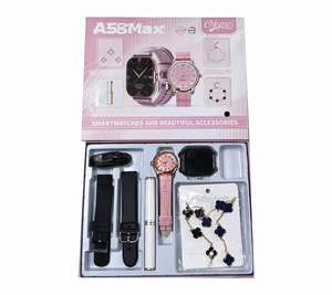 Set di Orologi Smart A58 Max con Bracciale Quadrifoglio, Tubo Bianco, Rossetto e Gioielli da Donna, Orologi al Quarzo in Lega alla Moda - Product Image 6