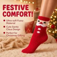 Chaussettes de Noël en gros personnalisées, chaussettes douces et moelleuses en peluche pour femmes, idéales comme cadeau