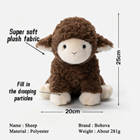Jouet en peluche mouton personnalisé en usine, en coton PP super doux, haute qualité, fonction anti-stress, design anime, mignon, kawaii, brodé