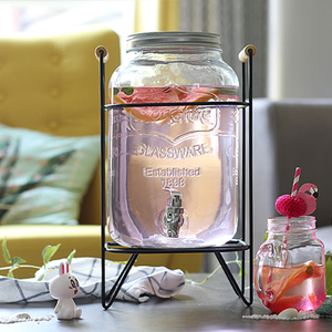 Bán buôn cấp thực phẩm rõ ràng <span class=keywords><strong>Glass</strong></span> đồ uống Dispenser và <span class=keywords><strong>Glass</strong></span> <span class=keywords><strong>Mason</strong></span> <span class=keywords><strong>Jar</strong></span> với kim loại đứng gỗ xử lý và vòi nước - Product Image 3