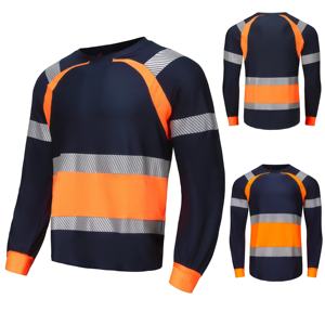 Farbblock Hi-Vis Arbeitskleidung Hochsichtbares T-Shirt Reflektierende Sicherheitskleidung Hemden mit Reflektoren Bau-Arbeitshemden - Product Image 5