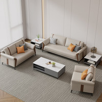 Canapé de bureau pour zone de réception et de réunion, design moderne et simple, trois places, pour négociation et salle d'attente, structure en bois massif, revêtement en cuir