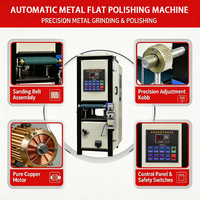 Machine à polir le métal plate de haute qualité Hongfan, moteur 7,5 kW, boîte de vitesses, construction en acier inoxydable, fonctionnement automatique