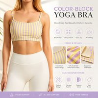 Soutien-gorge de base rayé pour femme, avec logo personnalisé, en tissu lissant luxueux, compression moyenne, maintien élevé, respirant et bretelles réglables