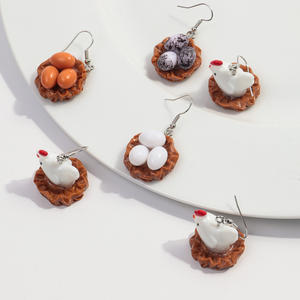 Забавная креативная 3D Подвеска из смолы мультяшная модель куриного яйца детская игрушка пародия курица индивидуальная акриловая свисающая серьги - Product Image 2