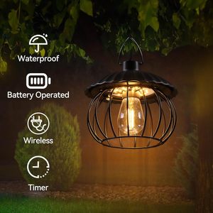Lampe Solaire Suspendue IP65 Étanche Blanc Chaud avec Panneau Séparé et Télécommande pour Extérieur, Plafond, Jardin, Patio, Gazebo, Grange, Garage - Product Image 2