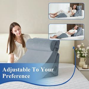 Bantal Wedge busa memori bambu 30 derajat, Set bantal dengan guling ekstra untuk tidur tubuh, asam Apnea, pereda nyeri punggung setelah operasi - Product Image 6